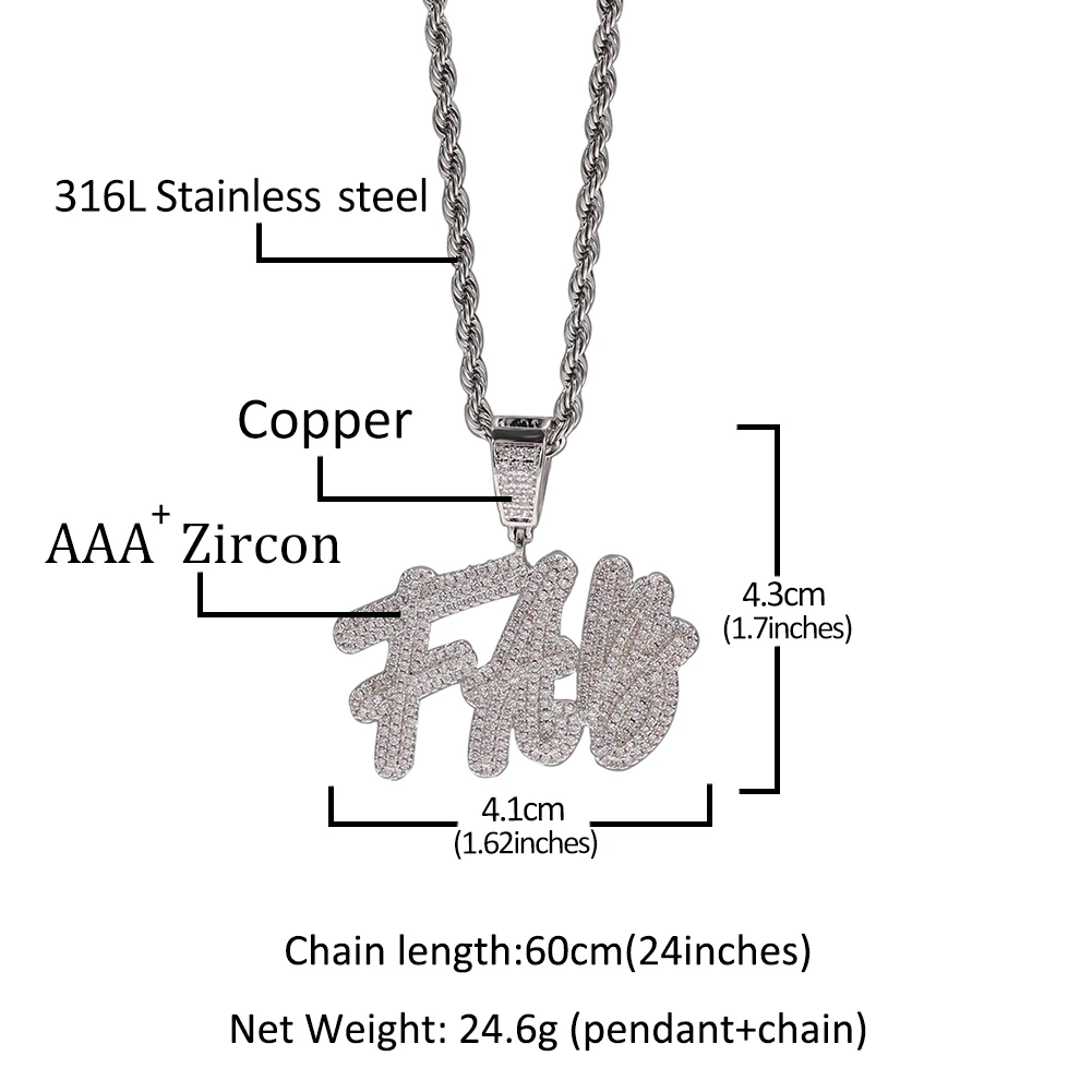 THE BLING KING Double-layer Overlapping Cursive Font Pendant Solid make Your Words Necklaces Zirconia Unisex Jewelry 2020 New