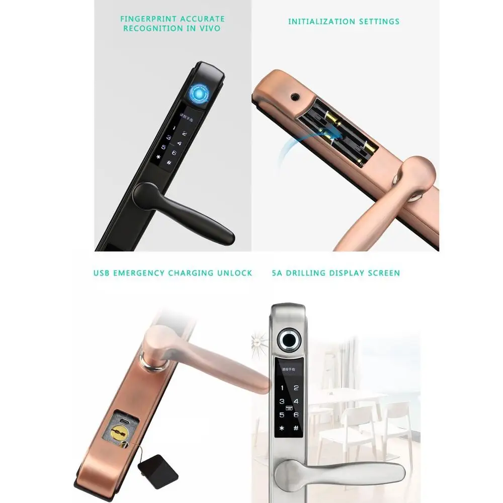 Smart Fingerprint Door Lock Security Intelligent Lock Biometric Electronic Wifi Door Lock Anti-theft Electronic Lock