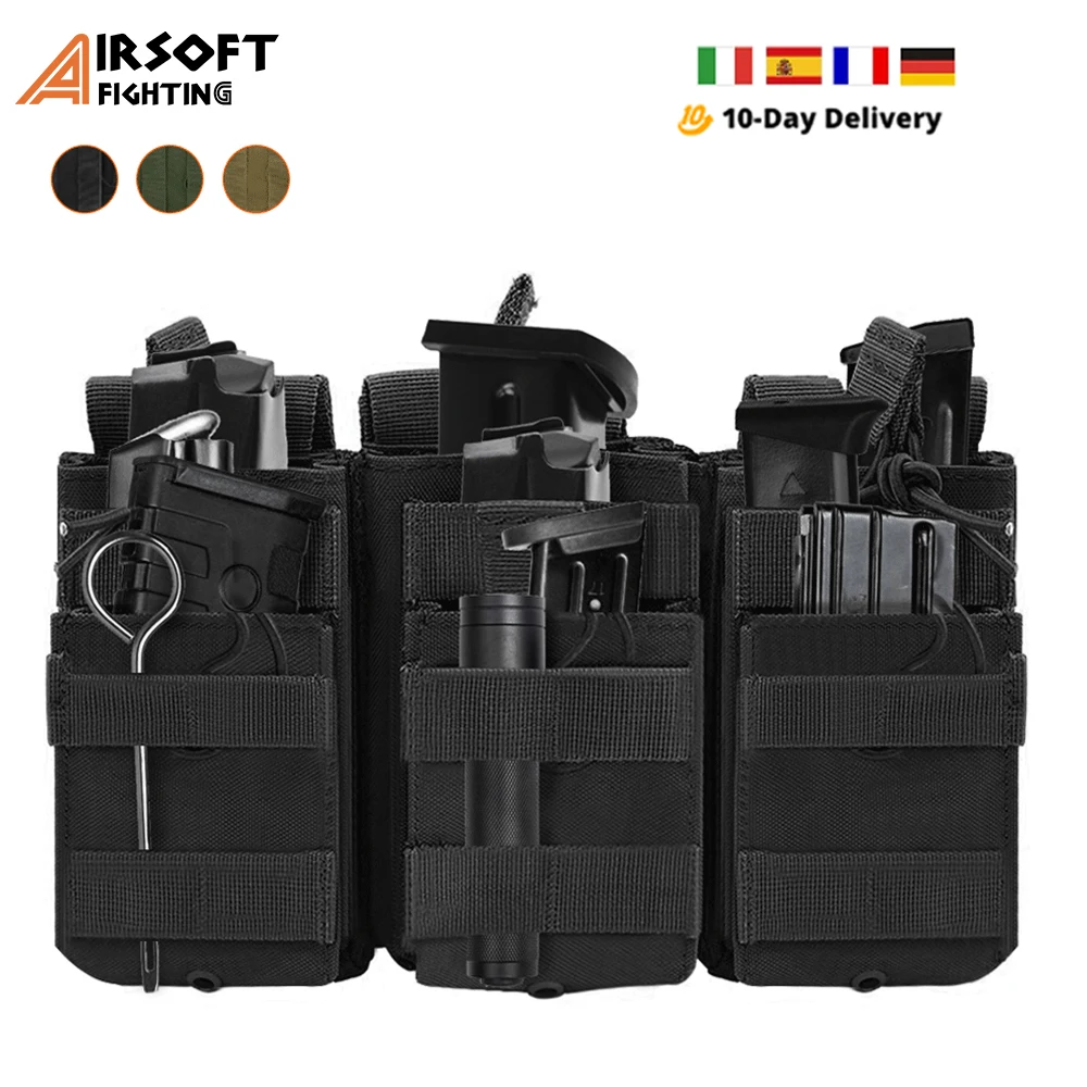 Bolsa táctica Molle para revistas, Triple/doble/individual, doble capa Mag, soporte de cartucho Universal para M4, M14, M16, AK, AR15