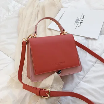 

Fashion Small Bag New Style Hand Crossbody Bag Contrast Color Textured Square Sling Bag