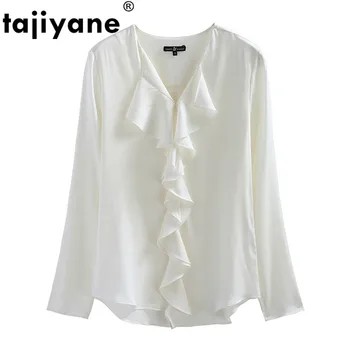 

Women's Shirt 100% Real Pure Silk Blouse Women Blouses for Women Tops Clothes 2020 Elegant Sexy Spring Office Lady Shirts ZT2250