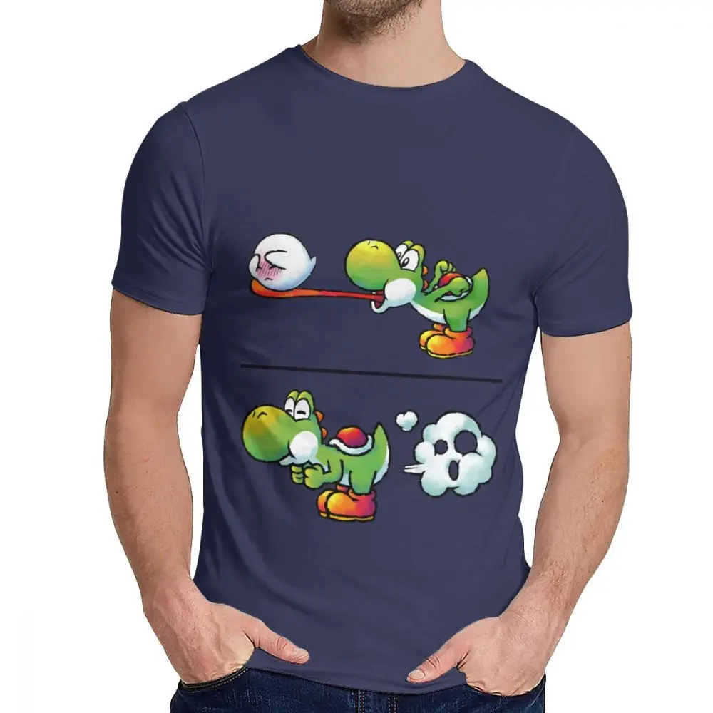 Для мужчин футболка nintendo Yoshi серии Farting Yoshi хороший хлопок Классический круглый вырез ретро короткий рукав - Цвет: Тёмно-синий