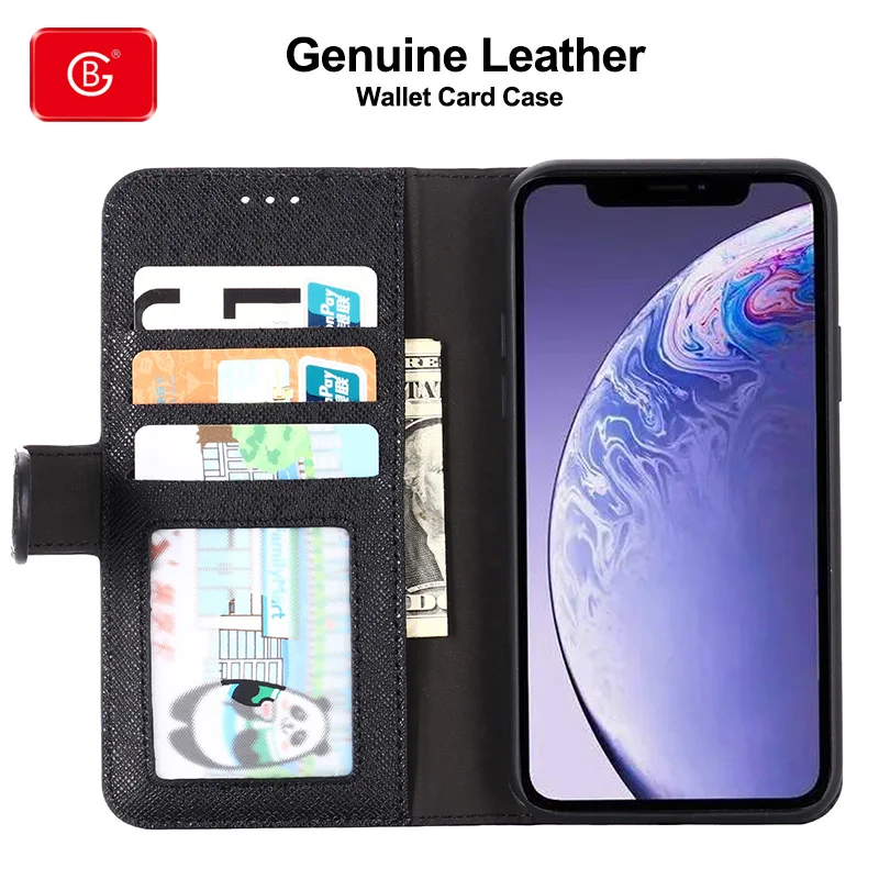 Original Luxury Genuine Leather Wallet Case For iPhone 11 Pro Max X Xs MAX XR Phone Shockproof Full Protection Flip Cover Cases