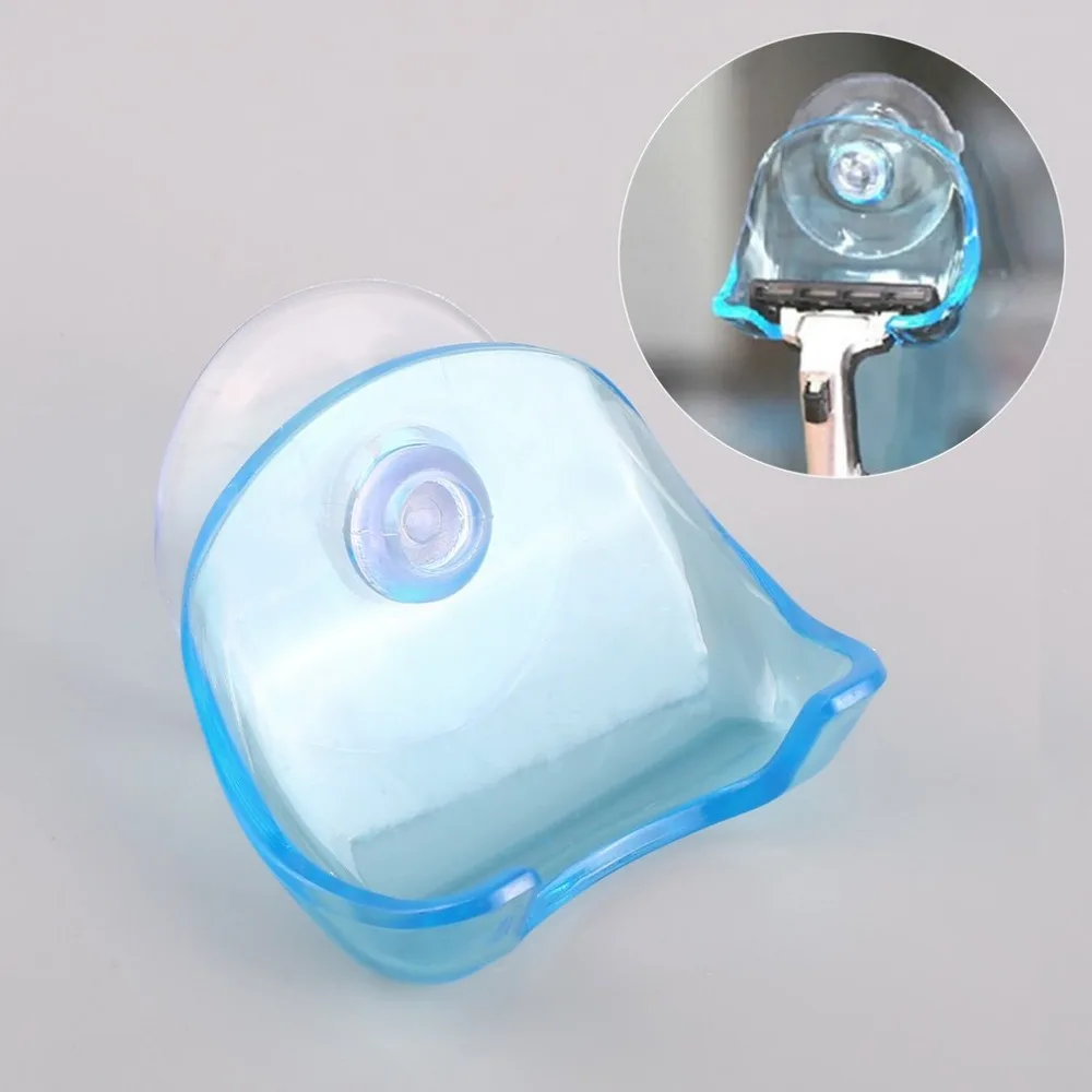 

1pcs Plastic Super Suction Cup Razor Rack Clear Blue Bathroom Razor Holder Suction Cup Shaver Storage Rack