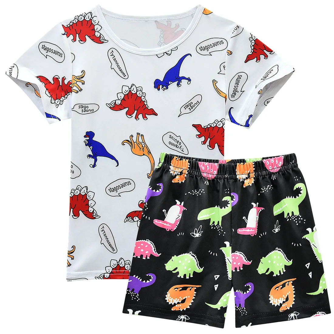 Hot Summer night Boys Clothes Set Jurassic Park Tracksuit Kids Costume Dinosaur Pattern T-Shirt Shorts Pants Childrens pajamas - Цвет: 1673sets1672