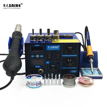 

2 In 1 SMD Rework Soldering Station Rework Hot Air Gun Solder Iron SAIKE 952D LCD Digital Display For BGA PCB IC Repair