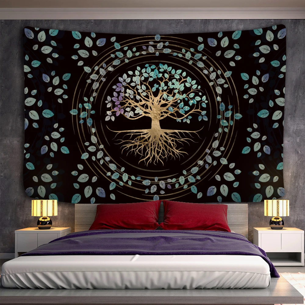 Tapestry Decor Tree of life Mushroom Forest Fairy Tale Castle