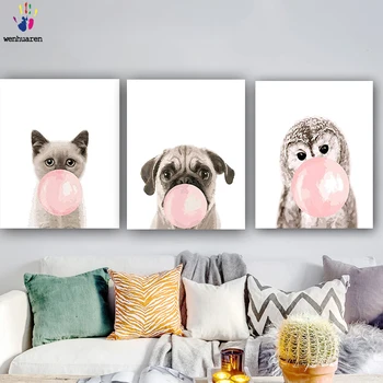 

DIY Colorings Pictures by Numbers with Colors The Animals Blowing Bubbles Picture Drawing Painting by Numbers Framed Home Canvas