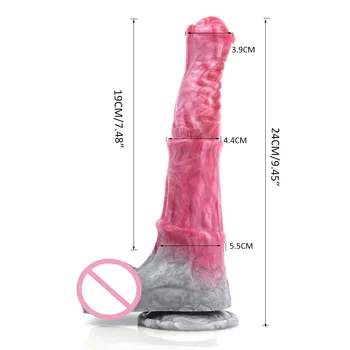 FAAK Ejaculation Horse Dildo Multi Color Animal Penis With Suction Cup  Female Masturbator Syringe Squirting Anal Sex Toys Shop 4