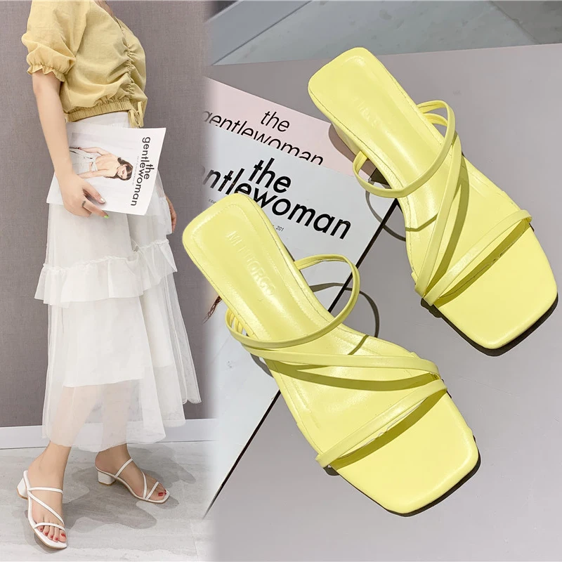 

Square heel Socofy Shoes Women Luxury Slides Med Ladies' Slippers Block Soft Designer Flat 2019 Rome Rubber Hoof Heels Fashion