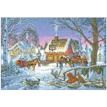 

Christmas snow scene patterns Counted Cross Stitch 11CT 14CT 18CT DIY Chinese Cross Stitch Kits Embroidery Needlework Sets