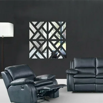 

4 Slice 3D Mirror Acrylic Wall Sticker DIY Art Vinyl Decal Home Room Decor Mural