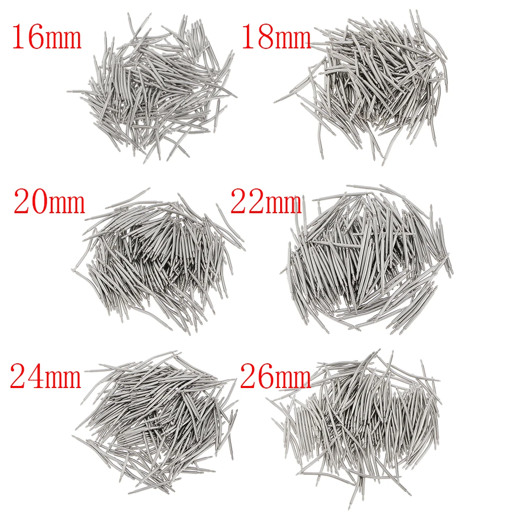 200pcs Stainless Steel Curved Spring Bar Pins Link for Watch Band 24mm 22mm  20mm 18mm Watch Repair Accessory