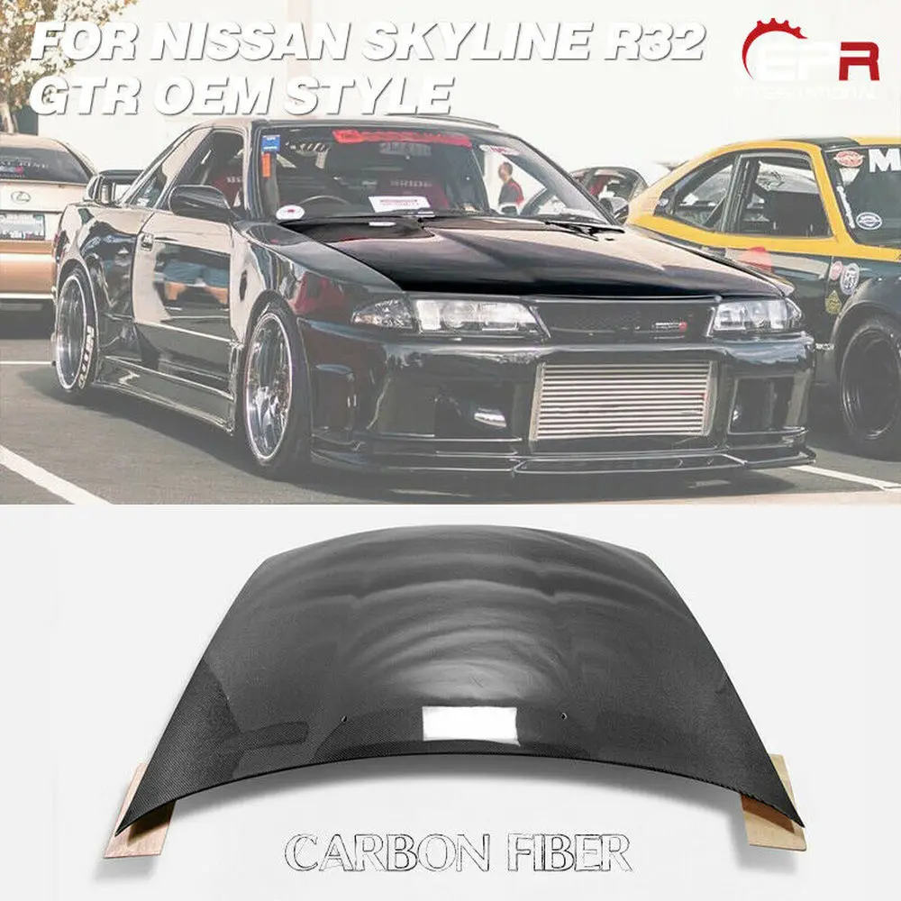 Для Nissan R32 Skyline GTR OE стиль углеродное волокно глянцевая отделка передний капот