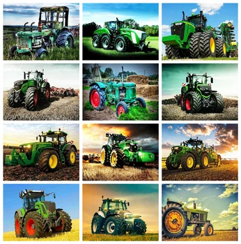 

HUACAN Diamond Painting Kit Tractor Full Square Embroidery Diamond Mosaic Sale Landscape Decor For Home