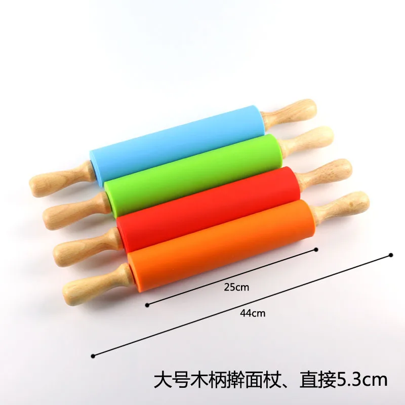 Silica Gel Rolling Shaft Pin Kitchen Articles Dumpling Skin Roll Noodles Stick Baking Flour Solid Wood Handle Pressure | Дом и сад