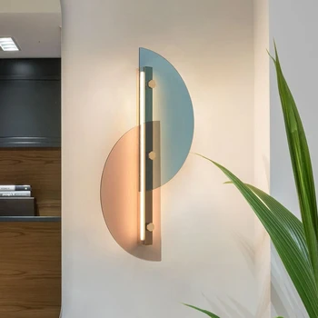 

crystal wall sconce lighting blue wall light wood glass ball bedside bedroom living room wall lamp