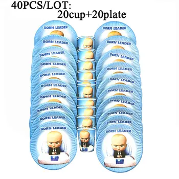 

Baby Boss Theme Disposable Tableware Set 20Plates+20Cups For Boys Baby Birthday Party Decorations Supplies Set 40PCS/LOT