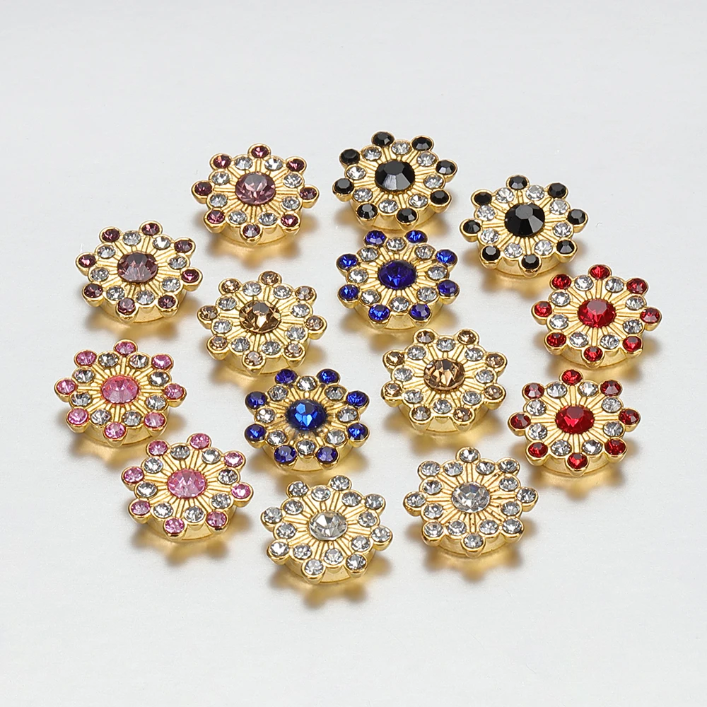 50/100pcs 14mm Rhinestone Cabochons for DIY Jewelry Making Colorful Glass Crystal Core Gold Bezel Brooch Patch Decor Accessories