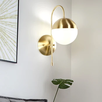 

Nordic Bedroom Bedside Lamp Wall Lamp Simple Modern Aisle Corridor Hotel Golden Background Wall Lamp Creative LED Lamp