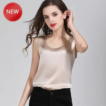 

Kpop Crop TopsQuality 100% Pure Silk Classical Tank Top Camisole Sleeveless Vest Shirt Tank Top