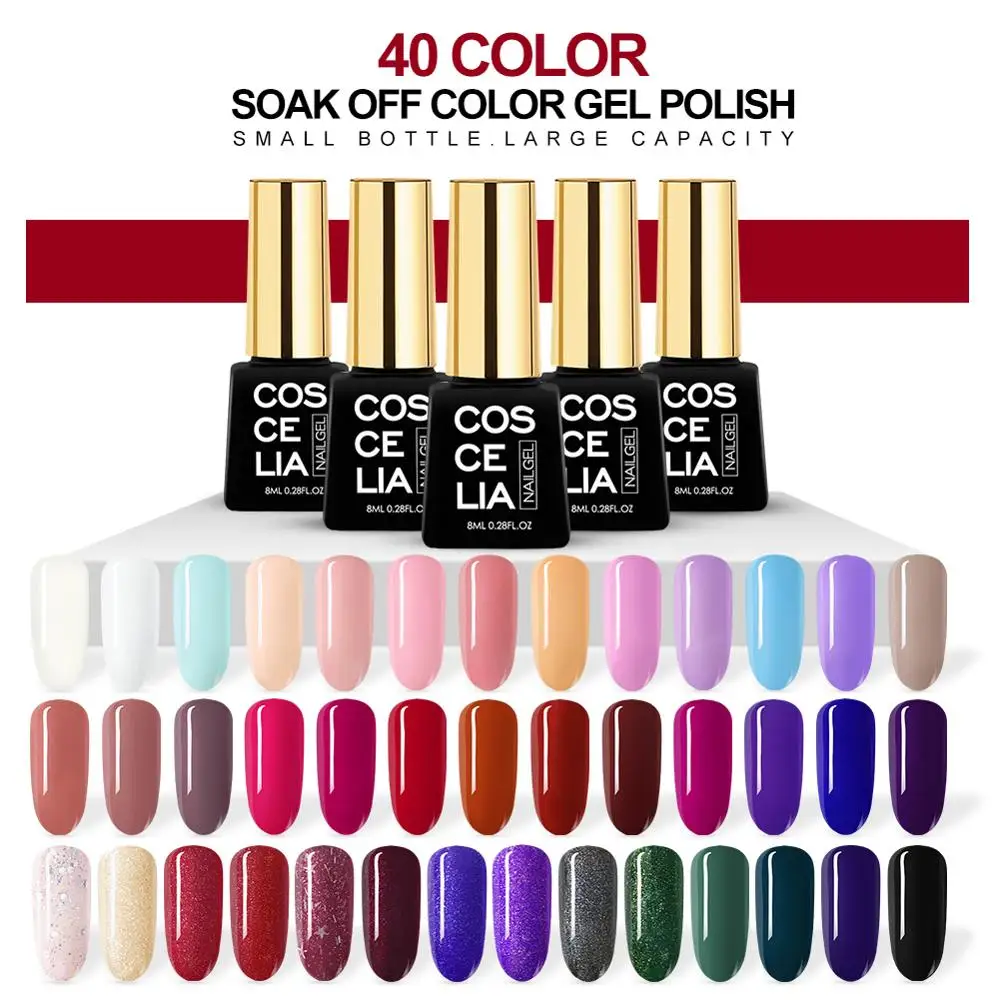 COSCELIA Gel Nail Polish Art Set All For Manicure 8ml Semi Permanent Varnish Soak Off UV LED Basecoat Topcoat | Красота и здоровье