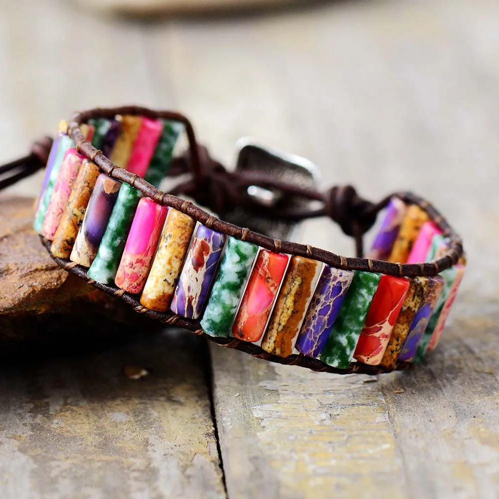 Женский Браслет манжета из полудрагоценных камней|leather wrap bracelet|wrap braceletbracelets semi
