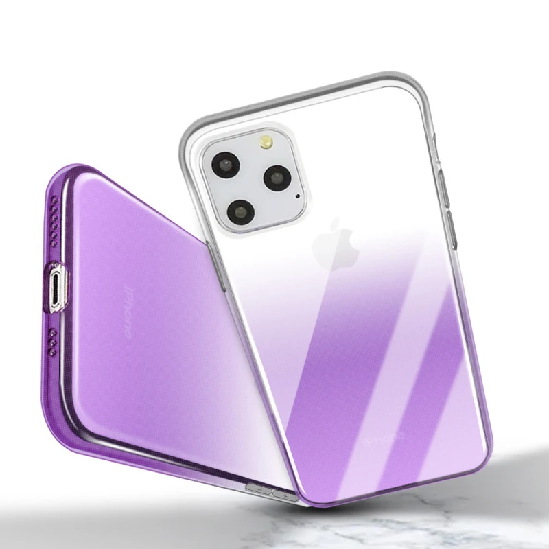 

For iPhone 11 Pro Max Case Transparent Gradient Fashion Dazzling Soft Shockproof Back Cover For iPhone XR X Case
