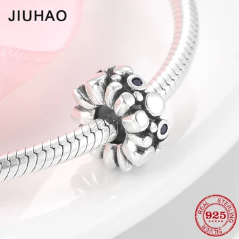 

New 925 Sterling Silver Sparkling Flowers CZ charms Beads Stopper spacer bead fit Original JIUHAO Bracelet making Jewelry