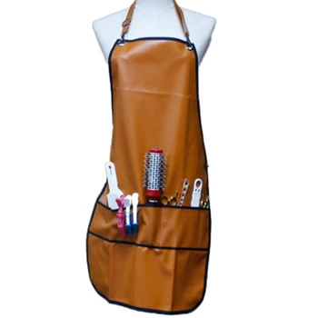 

Orange Professional Barber Apron with Pockets Leather Waterproof PU Hairdressing Apron Cape Cutting Hair Cape for Barber