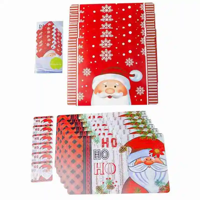 

6 Pairs Placemat Cup Mat For Christmas Home Bar Hotel Cafe Table Happy New Year Decoration Placemat Coaster