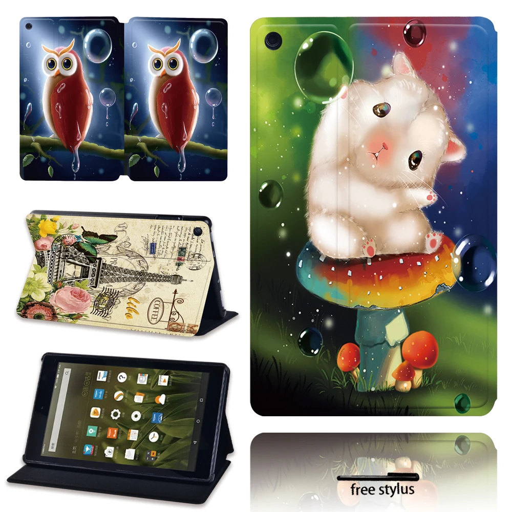 

Shockproof Printing High Quality Leather Tablet Case for Amazon Fire HD 10 (5th/7th/9th Generation) Foldable Tablet Cover Case