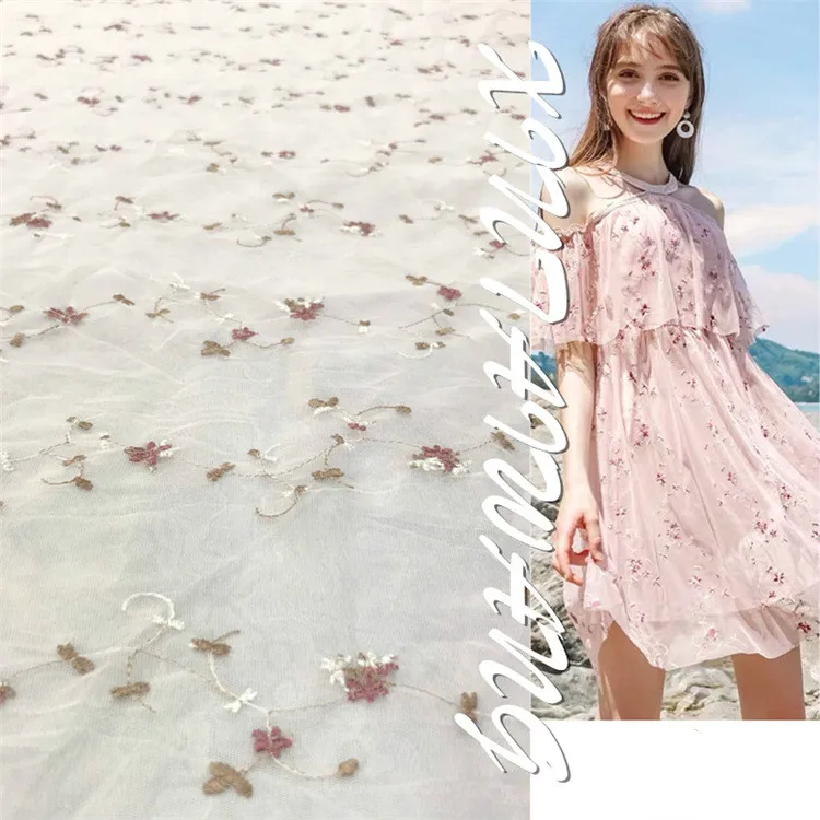 Explosion promotion Small flower embroidery mesh fabric fashion women's clothing dress skirt costumes embroidery design cloth