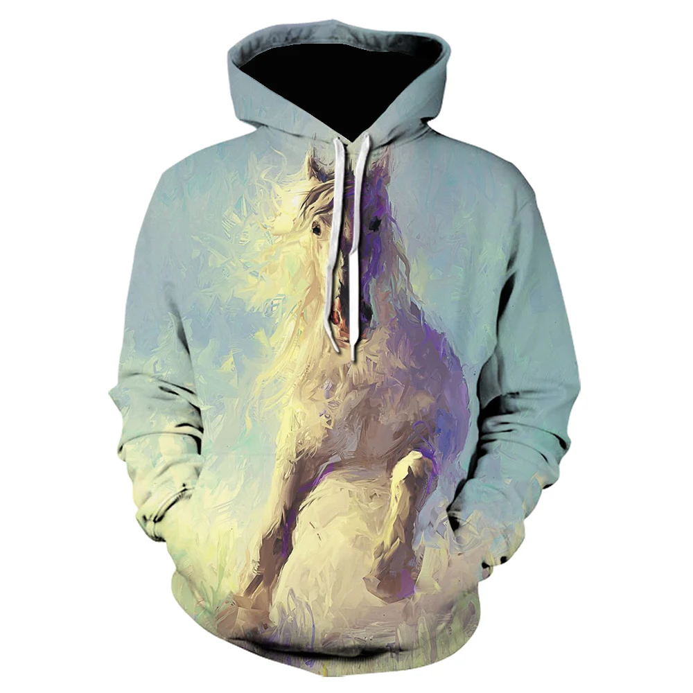 

Running White Horse Hoodies Men 3d Hoodies Brand Sweatshirts Boy Jackets Quality Pullover Fashion Tracksuits Animal Streetwear