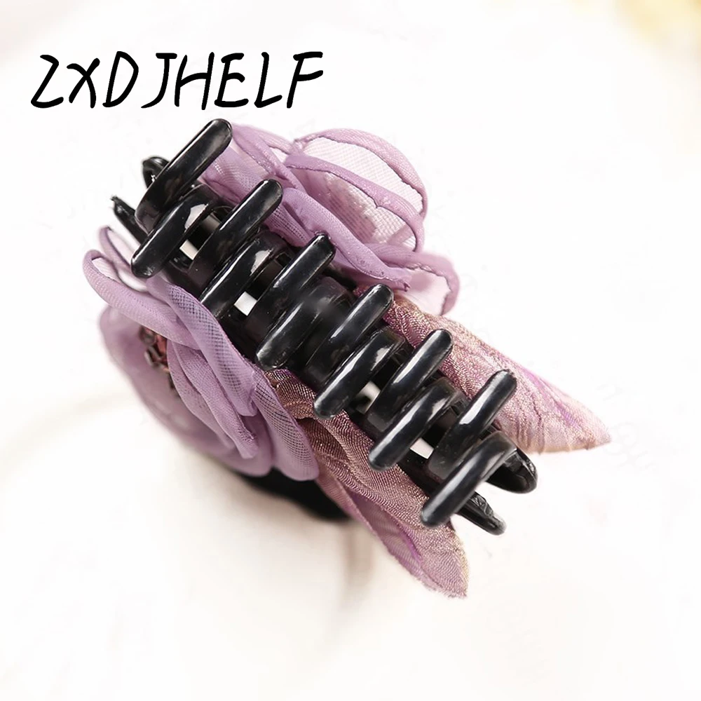 ZXDJHELF, хрустальные бусины, цветок, женские Когти для волос, зажим для волос краба, акриловый зажим для волос, головные уборы, аксессуары для волос для девушек, вечерние, F170