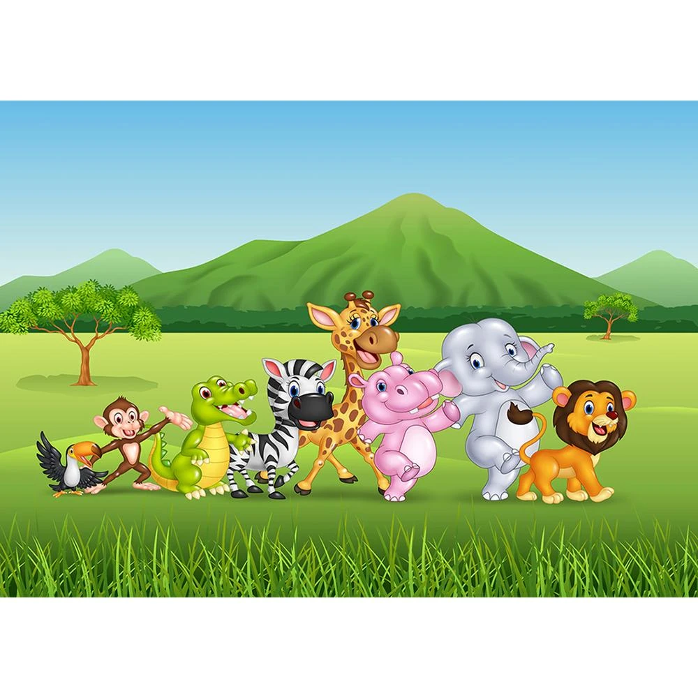 Fondos fotográficos de Parque Safari, Fondo de vinilo de dibujos animados  de animales para Baby Shower, fiesta de cumpleaños de niños, sesión  fotográfica|Fondo| - AliExpress