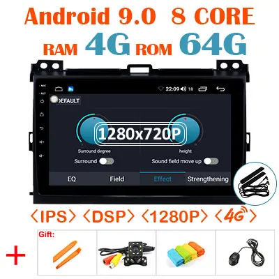 64G Android 9,0 1280*720P Carplay Авто gps радио для Toyota LAND CRUISER Prado 120 Lexus GX47 мультимедийный экран без DVD головное устройство - Color: 4G64GDSP 1280 no can