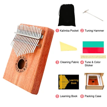 

17 Key Thumb Piano With Tune-Hammer And Music Book Thumb Piano For Kids Beginners Musical Instrument Thumb Piano