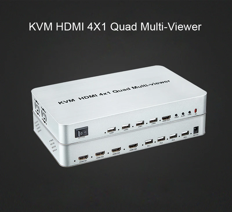 KVM HDMI 4x1 Quad мульти-просмотра бесшовный переключатель сегментация экрана Switcher 4 в 1 выход USB клавиатура мышь управление 4 ноутбук ПК