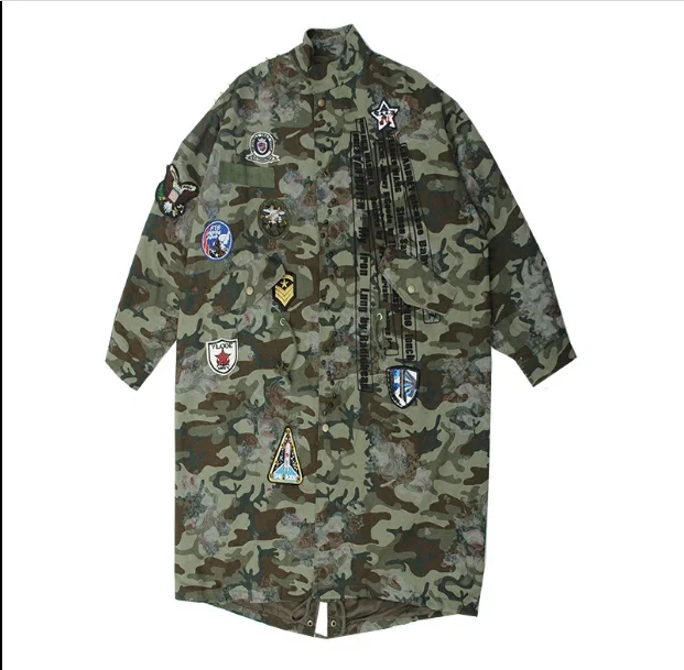 Военный Камуфляжный плащ BF Красивая верхняя одежда женские значки Winderbreaker Женское пальто в стиле Харадзюку плюс размер SA106S30
