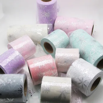 

6cm*25yards snowflake shiny Tulle Rolls Organza Birthday Decoration Wedding Decor Party Supplies Baby Shower Tutu Skirt