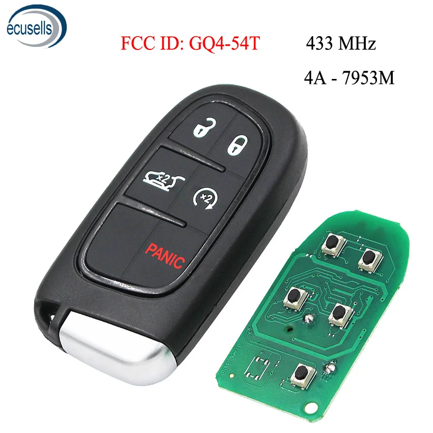 5 кнопок умный дистанционный брелок для Jeep Cherokee ram 433MHz 7953M 4A чип FCC: GQ4-54T