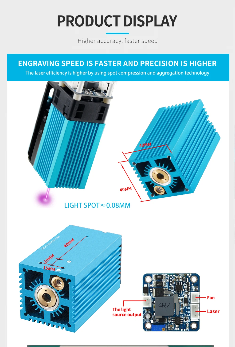 TTS 5.5 40W Laser Module Laser head LD+FAC 5.5W 450nm Continuous Laser High Precision Cut Engraver with Focus Block Slide Module cheap 3d printer