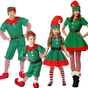 

Children's and girls' clothes; Halloween Adult christmas green spirit costumes; parents and children's carnival costumes