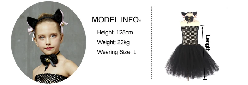 Kids Witches Black Cat Fancy Tutu Dress Girls Halloween Cosplay Costume Baby Girl Pet Birthday Party Animal Dress Up Outfit (15)