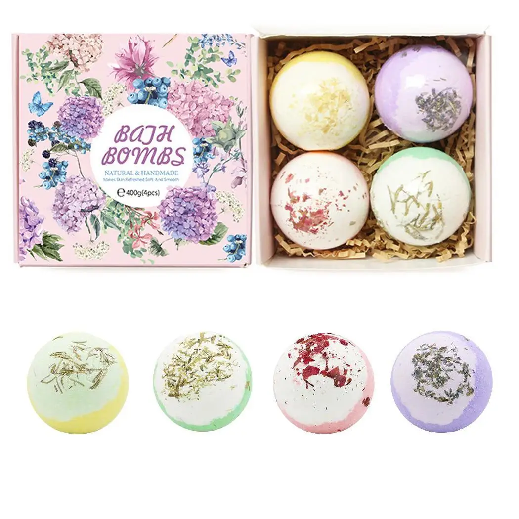 

Bath Bombs Gift Set Moisturizing Essential Round Oil 4 Pcs/Box SPA Home, Bathroom, etc Relax Take Shower Tool