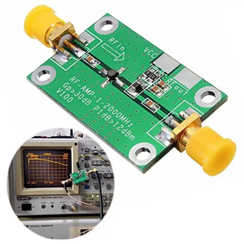 1-2000MHz 2Ghz Low Noise LNA RF Broadband Amplifier Module 30dB HF VHF/UHF