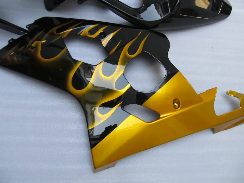 Набор обтекателей мотоцикла для GSXR600 750 K4 04 05 GSXR 600 GSXR750 2004 2005 Golden flames black Обтекатели