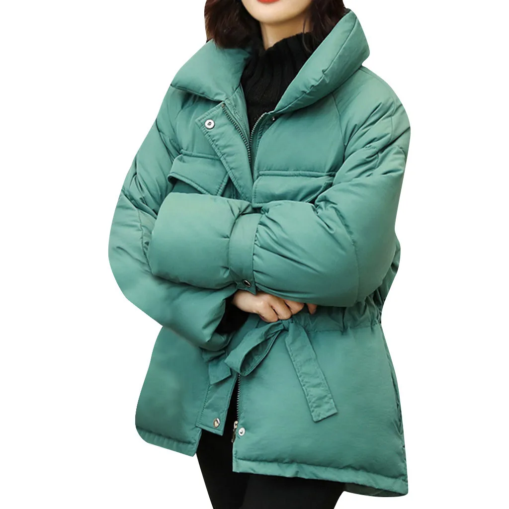 Зеленый Abrigos Mujer Invierno короткая зимняя куртка женская хлопковая куртка женская с подкладкой парка пальто Женская куртка-пуховик большой размер J30 - Цвет: Зеленый