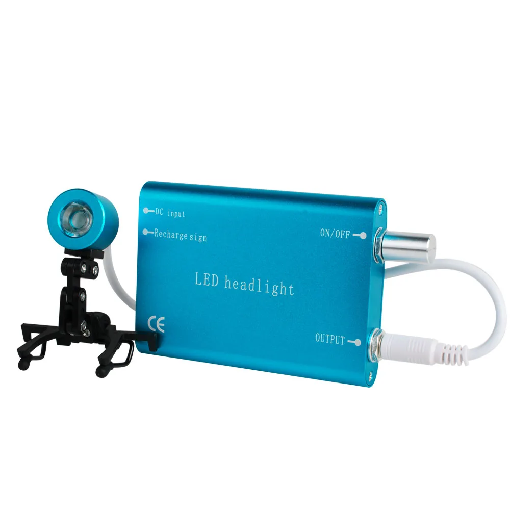 Высокое качество синий Портативный головной светильник для стоматологических медицинских Бинокулярных луп+ зажим крюк база